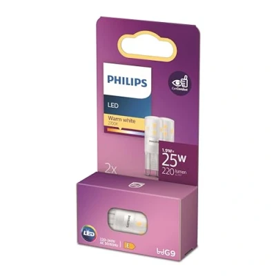 Obrázek Philips LED Standard Brenner, Ersatz für 25W Halogen, G9 Sockel, warmweißes Licht 2700K, 2er Pack, neue Generation