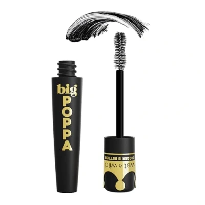 Obrázek wet n wild, Mascara Big Poppa, intenzivní objem, řasenka pro prodloužení řas, receptura obohacená ricinovým olejem a bez hrudek, progresivní intenzita, Blackest Black
