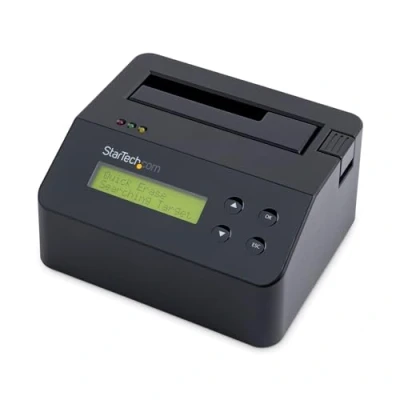 Obrázek StarTech.com 1 Bay hasicí přístroj na pevné disky, samostatný HDD/SSD přístroj, USB 3.0 SATA II (3 Gbit/s), 9 mazacích režimů, LCD obrazovka, Secure Erase, konektor tiskárny DB9, odpovídá TAA (SDOCK1EU3P)