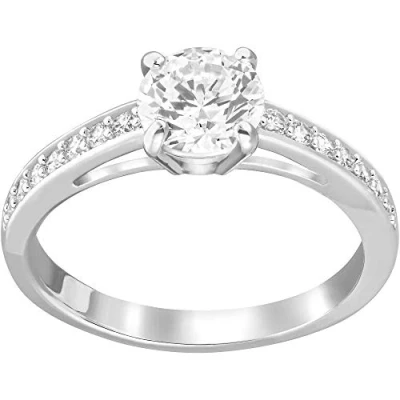 Obrázek Swarovski Attract Round Ring, rhodiovaný, bílý, Q½, 58