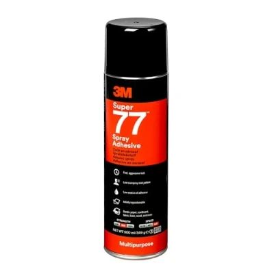 Obrázek 3M Scotch Weld lepidlo ve spreji 77 aerosolové s krátkou dobou odvětrání a dlouhou rozpěrou lepidla pro trvalé držení 500 ml béžové