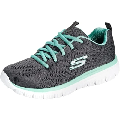 Obrázek Skechers Dámské tenisky Graceful Get Connected Sneakers, Charcoal Mesh Green Trim