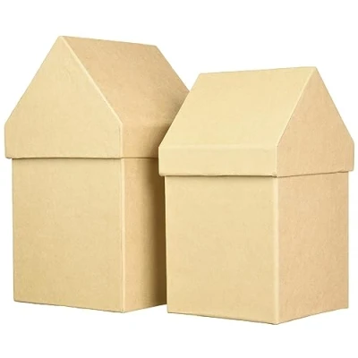 Obrázek Rayher Domovní boxovací papír maché, 2 malé kartonové krabice s víkem, certifikováno FSC, sada ks, 13,3 x cm, výška 23 cm + 11,5 20 pro vytváření a dekorace, 67216000