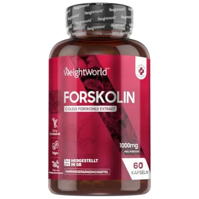 Obrázek Forskolin kapsle 1000 mg extraktu Coleus Forskohlii 60 kapslí vhodné pro vegany a vegetariány extrakt z kopřivy indická kopřiva přírodní kvalitní přísady od WeightWorld