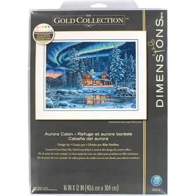 Obrázek Dimensions Kit Aurora Cabin balení se vzorem počítání počítání, bavlna, šedá, Onе Paсk, 2