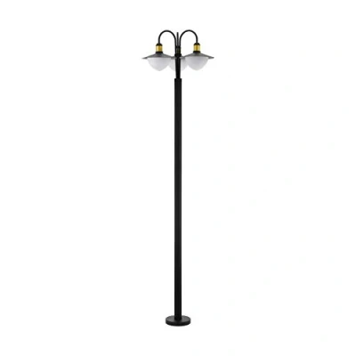 Obrázek EGLO venkovní stojací lampa Sirmione, 3 žárovky svítidlo, svítidlo z pozinkované oceli, sklo: bílá, opálově matná, barva: černá, zlatá, objímka: E27, IP44