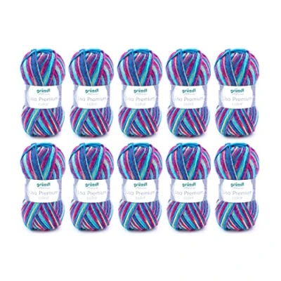 Obrázek Gründl Lisa Premium color (pletací a háčkovací příze s charakterem podobným vlně ze 100 % polyakrylu, 50 g / 133 m, tloušťka jehlic: 3,5 4,5, 10 x g), petrolejově mátově fialová barva