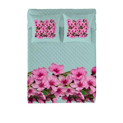 Obrázek Devota&amp;Lomba Tagesdecke Flor Almendro Cenefa grün/rosa Single