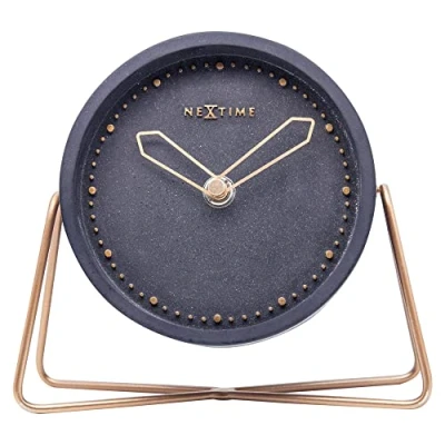 Obrázek NeXtime Stolní hodiny 5204ZW CROSS TABLE, tiché, kulaté, kámen / kov, 17,5 x 15,5 cm