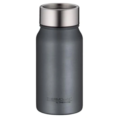 Obrázek THERMOcafé by THERMOS Termopohárek TC DRINKING MUG Grey mat 0,35 l, ušlechtilá ocel, izolační hrnek, hrnek na kávu go, zabezpečený proti vytečení, 8 hodin teplý, 16 studený, lze mýt v myčce,