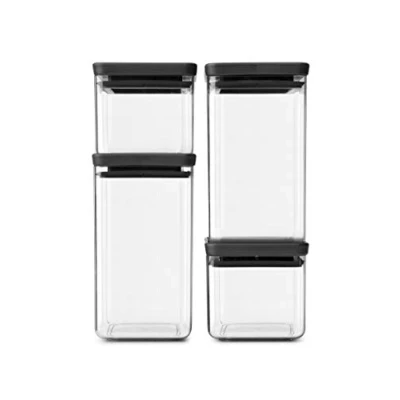 Obrázek Brabantia 4er Set Vorratsdose Eckig, Tasty+, Dunk Grau