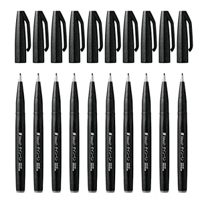 Obrázek Pentel SES15C A Brush Sign Pen fix, 10 kusů, černé