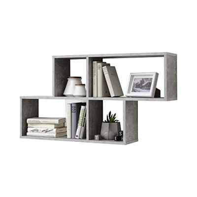 Obrázek FMD Möbel, Nástěnný regál 270 001 Nora, dřevo/beton, bílá, rozměry 100,0 x 19,5 53,0 cm (ŠHV)