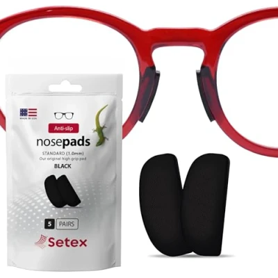 Obrázek Setex Gecko Grip Anti Rutsch Nasenpads für Brillen (5 schwarze Paare), innovative mikrotexturierte Fasern, ultrastarker Grip, selbstklebende Pads