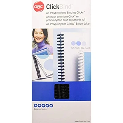 Obrázek GBC 388064E ClickBind, 12 mm, kapacita 95 listů, A4, kroužek 34, černý