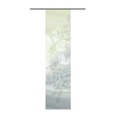 Obrázek Home fashion 87667 768 Schiebewand Digitaldruck Toupillon Dekostoff mit Paneelwagen und Klemmschiene, 245 x 60 cm, grün