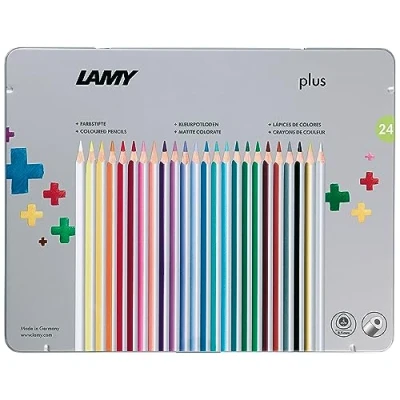 Obrázek LAMY plus barevné tužky 530 24dílná sada: Kovový box s 24 barevnými tužkami z vysoce kvalitního cedrového dřeva ergonomickým trojúhelníkovým tvarem a vysokou brilností barev tloušťka tuhy Ø 4 mm