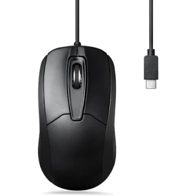 Obrázek Perixx PERIMICE 209C USB C Kabelgebunde Maus mit Scrollrad, geeignet für Links und Rechtshänder, zur Nutzung am Desktop PC Laptop, Schwarz