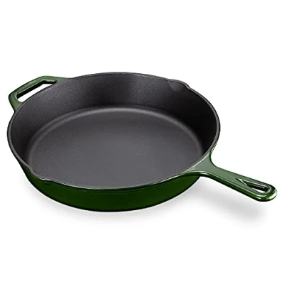 Obrázek Navaris Grilovací pánev z litiny 30 cm litinová na steaky pekáč steakové maso a zeleninu smaltovaná