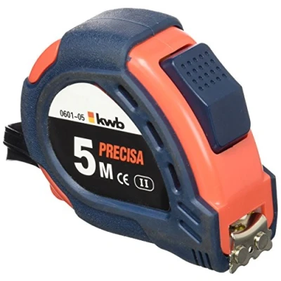 Obrázek kwb PRECISA pásmo s pásem z oceli, 5 m, ručním smyčkem, vč. upevnění na opasek, magnetickými háčky, měřicí pro práci v dřevu, kovovém a suchém stavbě