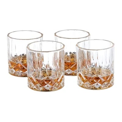 Obrázek Relaxdays, průhledné sklenice na whisky 4dílná sada, 200 ml, Gastro, elegantní vzhled křišťálu, jemný kelímek whisky, pro domácí bar/vitrínu, 4 kusy (1 balení),