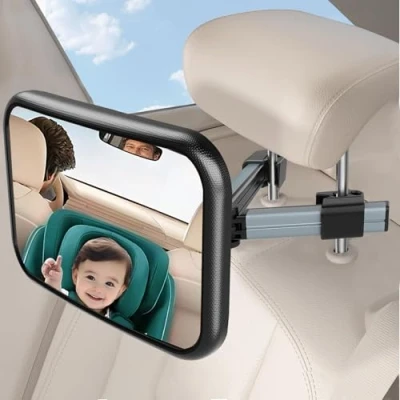 Obrázek SURFOU Zrcadlo Auto Baby zadní lavice s klipem na háček 360 otočné, 100% odolné proti rozbití, jasné a široké vidění, zrcátko do auta dětské sedadlo pro dětskou sedačku, zpětné