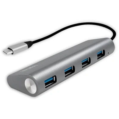 Obrázek LogiLink UA0309 USB 3. 1 rozbočovač pro PC/notebook, 4 porty hliníkové pouzdro stříbrné