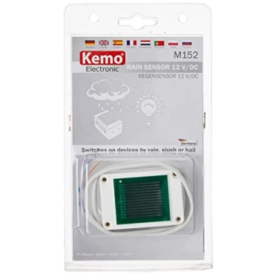 Obrázek Kemo M152 dešťový senzor 12 V/DC relé aktivace při kontaktu S vodou. LED indikátorem. Pro střešní okna, sluneční markýzy, dešťové detektory. Vodězalitá elektronika