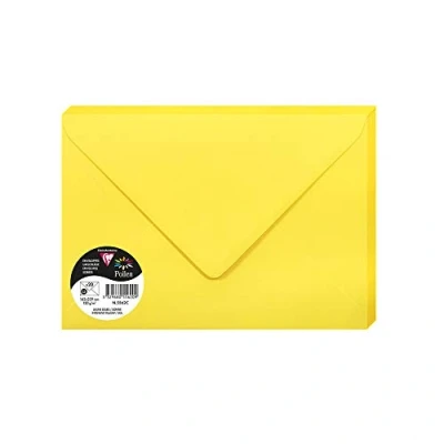 Obrázek Clairefontaine 5562C balení s 20 obálkami pylu, formát C5, 162 x 229 mm, 120 g, ideální pro korespondenci a pozvánky, sluneční žlutá, 1