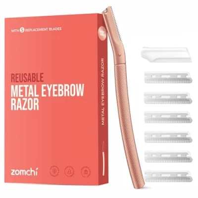 Obrázek holicí strojek na obočí, opakovaně použitelný obličej pro muže a ženy, nerezový zastřihovač s přesným krytem, Dermaplaning Tool, se 6