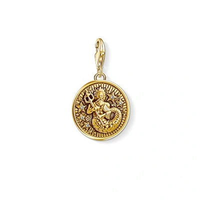 Obrázek Thomas Sabo Dámský pánský přívěsek se znamením zvěrokruhu Vodnář Charm Club 925 sterlingové stříbro pozlacené 1650 414 39, Pozlacený 18karátovým žlutým zlatem, 925, Kubická