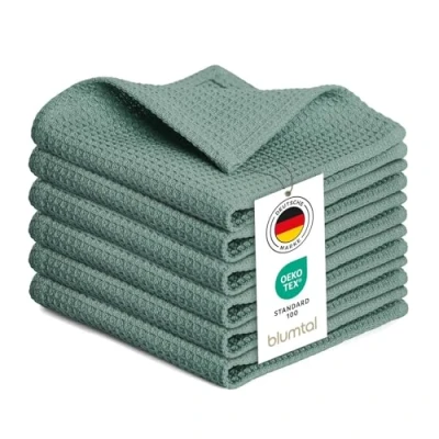 Obrázek Blumtal® Geschirrtücher 30x30 cm im 10er Set Baumwolle 100% Küchentücher bei 60 C waschbar Abtrockentücher Küche/Wischlappen Küche grün