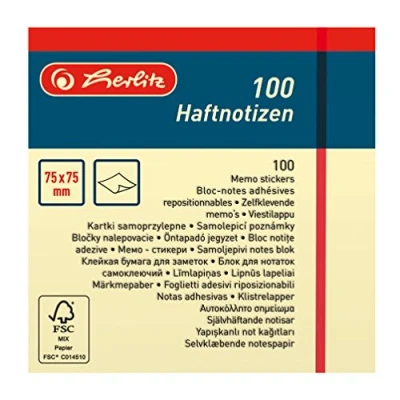Obrázek Herlitz lístky, 100 listů, 1 kus, Zavařena, 75 x 125 mm, světle žlutá