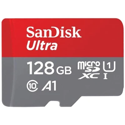 Obrázek SanDisk Paměťová karta Ultra Android microSDXC UHS I se 128 GB + adaptér (pro chytré telefony a tablety, A1, třída 10, U1, videa ve Full HD, rychlost čtení až 140 MB/s) single Pack
