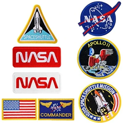 Obrázek Nášivka s ramínky v 8dílné sadě vlajkou USA, logo NASA, 100. Space Shuttle Mission, vyšívané nášivky na oblečení, ruční práce, individuální odznak