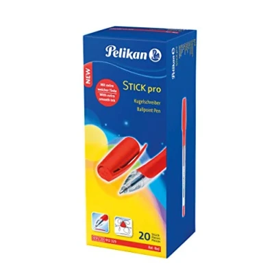 Obrázek Pelikan Kuličkové pero Stick pro, 1 box s 20 kusy, barva psaní: červená