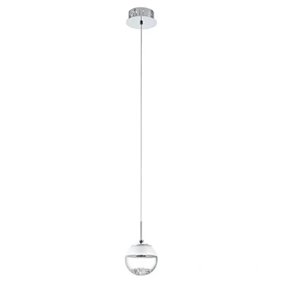 Obrázek EGLO LED závěsné svítidlo Montefio 1, 1 žárovka, závěsná lampa z kovu, skla a křišťálu, v chromových barvách, bílá, na jídelní stůl, teplá bílá