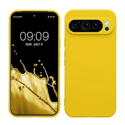 Obrázek kwmobile pouzdro na mobil kompatibilní s Google Pixel 9 Pro XL z měkkého silikonu v zářivě žluté barvě