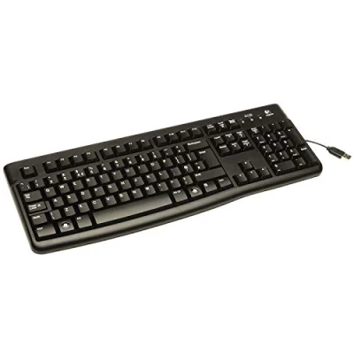 Obrázek Logitech K120 Kabelová klávesnice pro Windows, USB přípojka, tiché psaní, robustní, ochrana proti stříkající vodě, nastavitelné držáky klávesnice, řecké rozložení černá