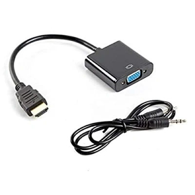 Obrázek Lanberg AD pro 0017 BK HDMI A (1.4) &quot;konektor na VGA (15PÓL) zdířka adaptér + Jack (M/M) Kabel Černá