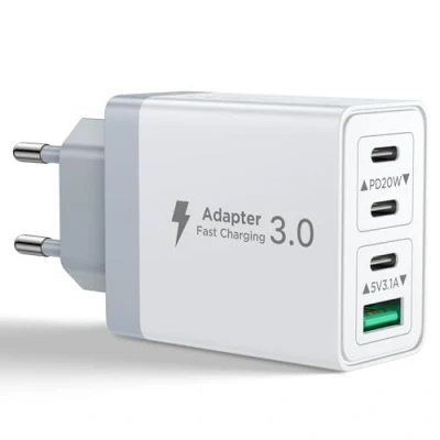 Obrázek USB C nabíječka, 4 porty PD+QC vícenásobná s a A, 40 W rychlonabíječka, adaptér, síťový adaptér Pro iPhone 16 15 14 Max 13 12 11, Samsung, mobil, iPad, USBC konektor