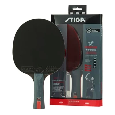 Obrázek STIGA Prestige 5 Sterne Tischtennisschläger Profi Schläger mit ITTF zertifiziertem Belag, WRB Technologie, 2,0 mm Schwamm, und konkavem Griff für Spin, Geschwindigkeit Kontrolle