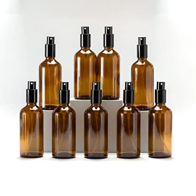 Obrázek YIZHAO Braun Sprühflasche 100ml, Klein Glas mit Zerstäuber, für Ätherisches Öle, Kosmetik, Parfüm, Reinigung, Reiseflasche, Apotheker, Set 9Pcs