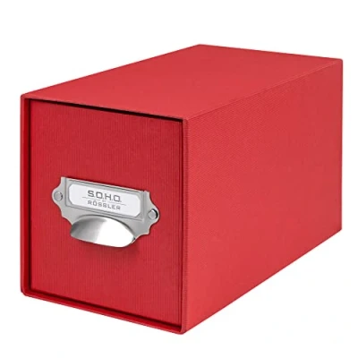Obrázek Rössler 1327452360 S.O.H.O. Úložný box na CD zásuvky, s popisovatelnou zásuvnou tabulkou a rukojetí, červená, 1 kus