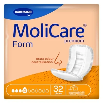 Obrázek Molicare Prémiový tvar 4 kapky pro snadnou inkontinenci: maximální bezpečnost, extra ochrana proti vytečení a diskrétnost ženy muže, lze používat s Premium Fixpants, 32 kusů