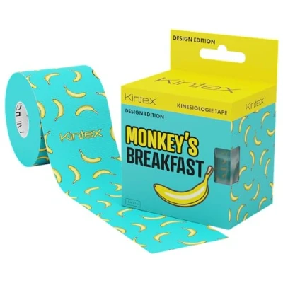 Obrázek Kintex kineziologická páska Design Edition, 5 cm x m, šetrná k pokožce a vodotěsná páska, fyziopáska, lékařská sportovní (Monkey&#039;s Breakfast)