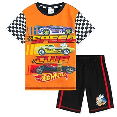 Obrázek Hot Wheels pyžamo chlapecké Krátké dětské sada z bavlny Trendy pyžama pro chlapce Krátký rukáv Truck Motiv 3 8 let, oranžová/černá
