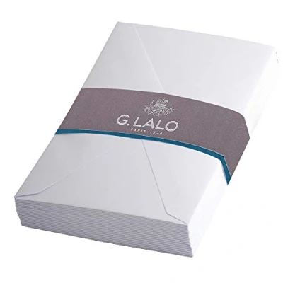 Obrázek G.Lalo 24200L Umschläge Vélin de France (50% Hadern, gummiert, eingeschweißt, perfekt für Ihre Einladungen, 9 x 14 cm, Visitenkarten Format, 20 Umschläge) weiß