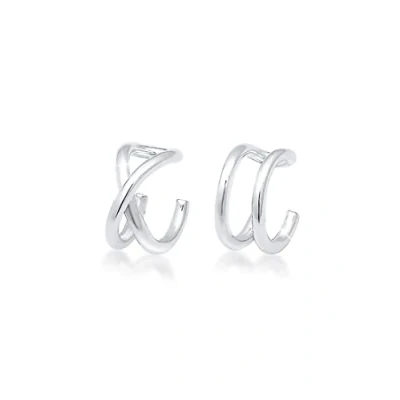 Obrázek Elli Dámské náušnice Earcuff Set Geo Basic Minimal ze sterlingového stříbra 925, Mincovní stříbro, Bez