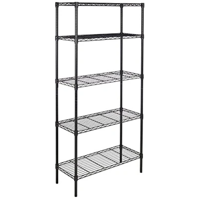 Obrázek Amazon Basics Úložná jednotka s 5 policemi, výškově nastavitelnými vkládacími policemi a nivelačními nohami, max. hmotnost 795 kg, černá, 36 D x 91 W 183 V cm